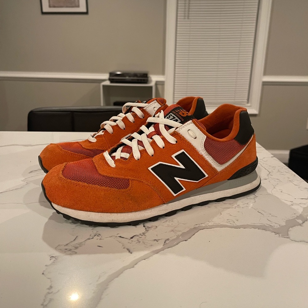 New Balance 574 in exclusive orange way color size 11 wide